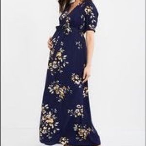 Blue floral maternity dress
